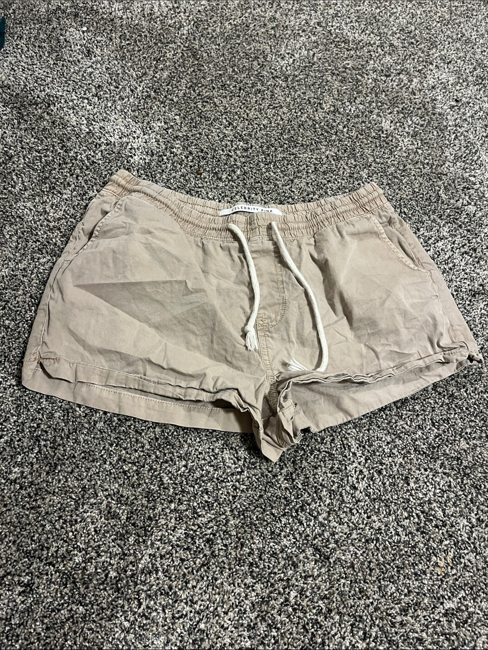 Celebrity Pink Drawstring Casual Women’s Tan Shorts
